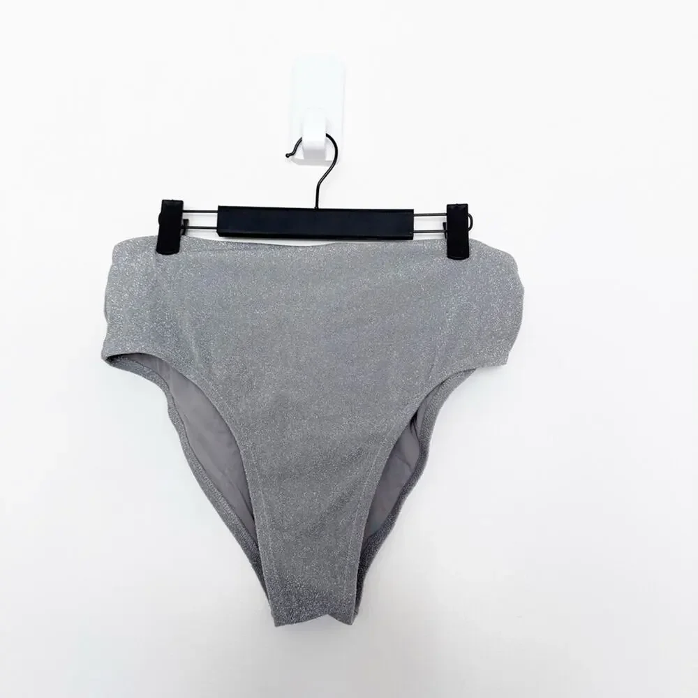 NWT NEW Skims Grey Glitter Mid Waist Bikini Bottoms Size 2X